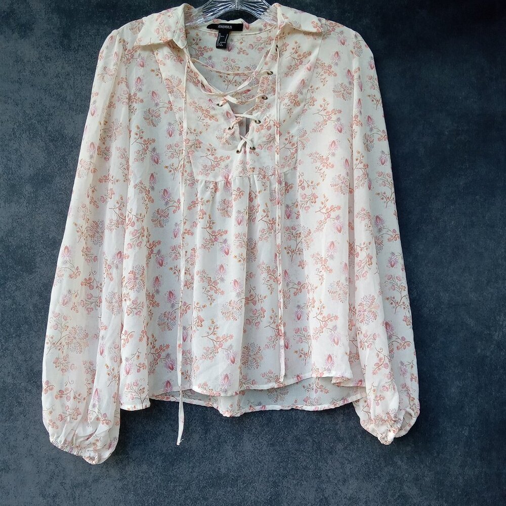 Forever‎ 21 Floral Boho Festival Peasant Whimsy Romantic Feminine top Sz.S